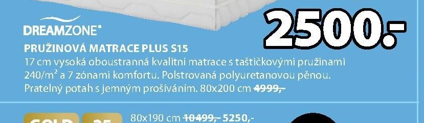 PRUŽINOVÁ MATRACE PLUS S15