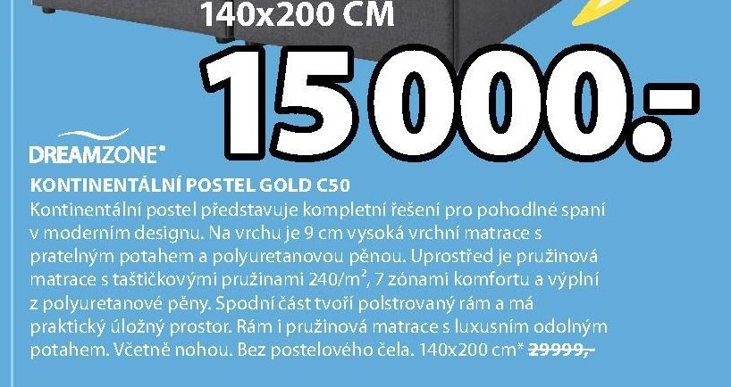 KONTINENTÁLNÍ POSTEL GOLD C50