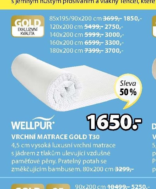 Vrchní matrace GOLD T30
