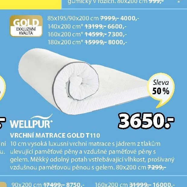 Vrchní matrace GOLD T110