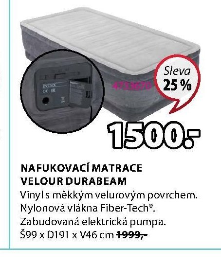 Nafukovací matrace VELOUR DURABEAM