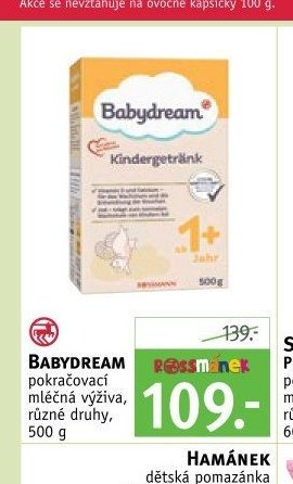 BABYDREAM pokračovací mléčná výživa, různé druhy, 500 g
