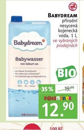 BABYDREAM přírodní nasycená kojenecká voda, 1 l