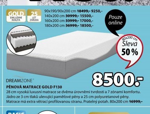 PĚNOVÁ MATRACE GOLD F130