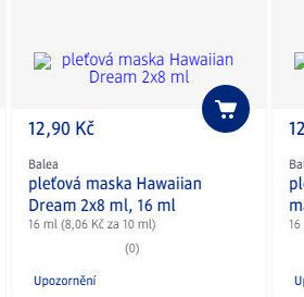 Balea pleťová maska Hawaiian Dream 2x8 ml