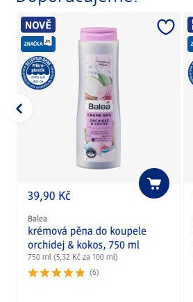Balea krémová pěna do koupele orchidej & kokos, 750 ml