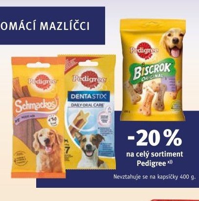 Pedigree pamlsky (Schmackos, DentaStix, Biscrok)