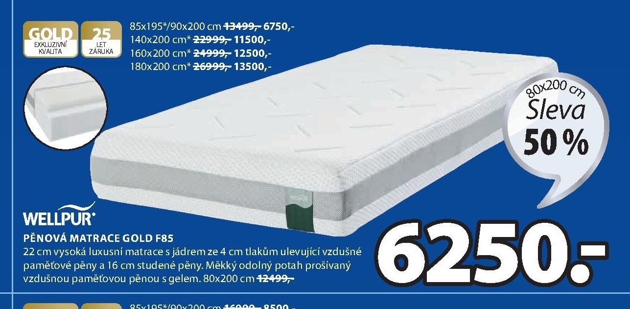 PĚNOVÁ MATRACE GOLD F85