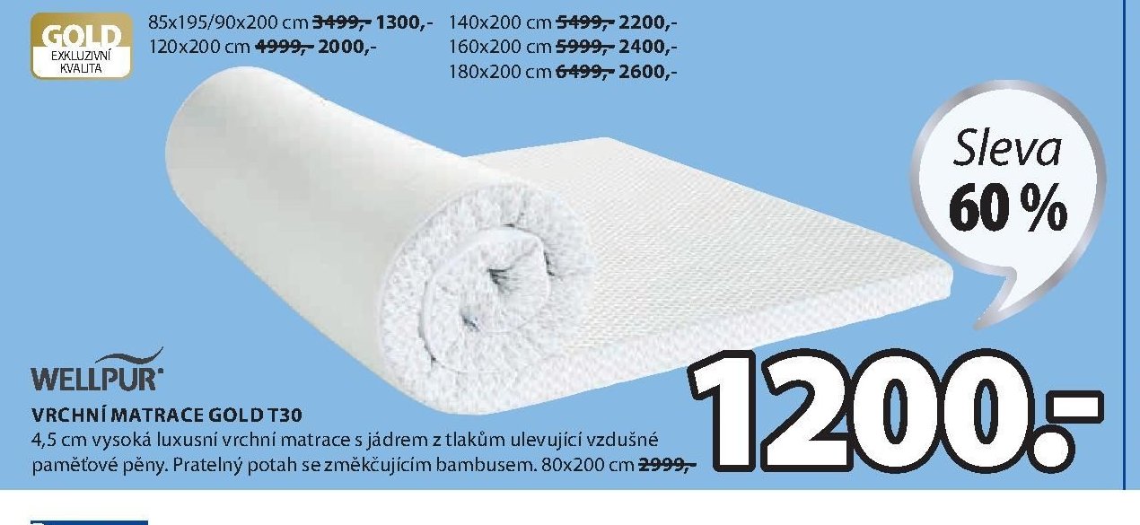 VRCHNÍ MATRACE GOLD T30