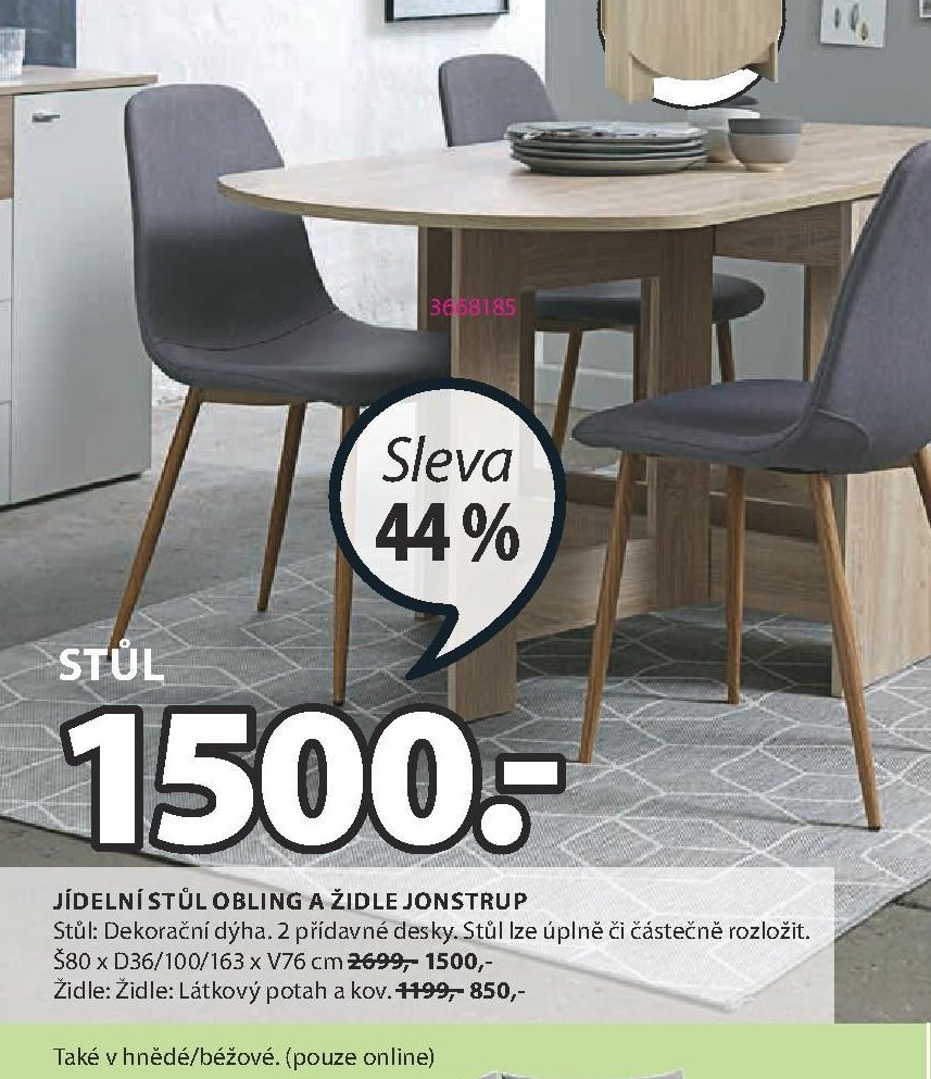 JÍDELNÍ STŮL OBLING A ŽIDLE JONSTRUP