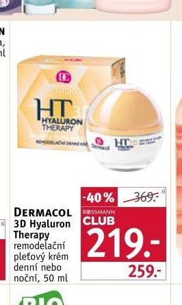 DERMACOL 3D Hyaluron Therapy remodelační pleťový krém denní nebo noční, 50 ml
