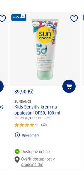 SUNDANCE Kids Sensitiv krém na opalování OF50, 100 ml