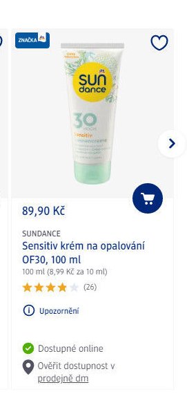SUNDANCE Sensitiv krém na opalování OF30, 100 ml
