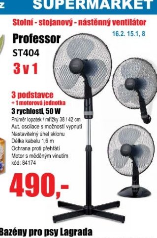 Stolní - stojanový - nástěnný ventilátor Professor