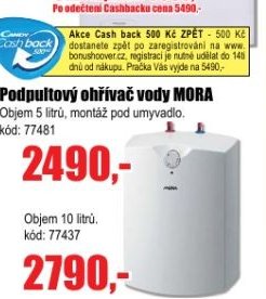 Podpultový ohřívač vody MORA