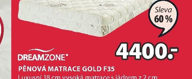 DREAMZONE PĚNOVÁ MATRACE GOLD F35 80x200 cm