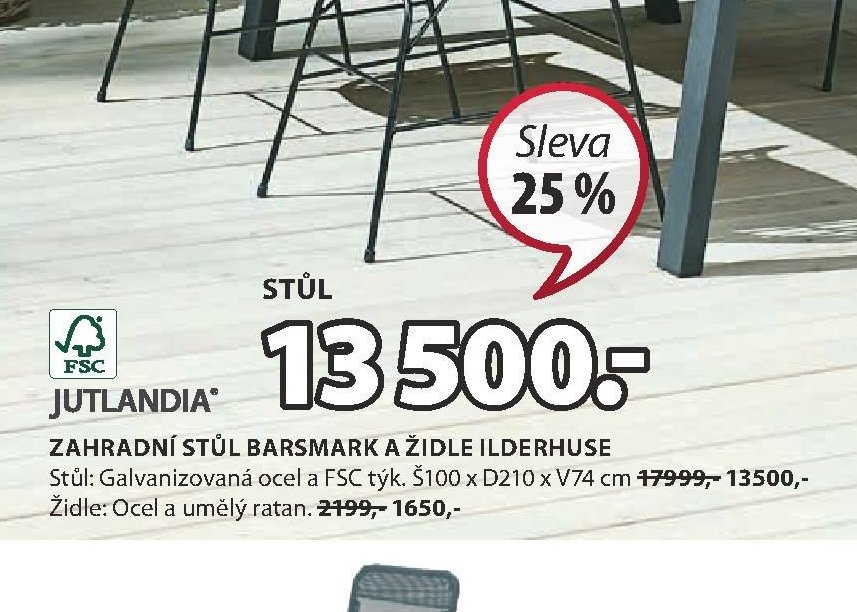 ZAHRADNÍ STŮL BARSMARK A ŽIDLE ILDERHUSE