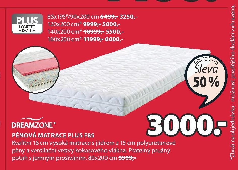 PĚNOVÁ MATRACE PLUS F85