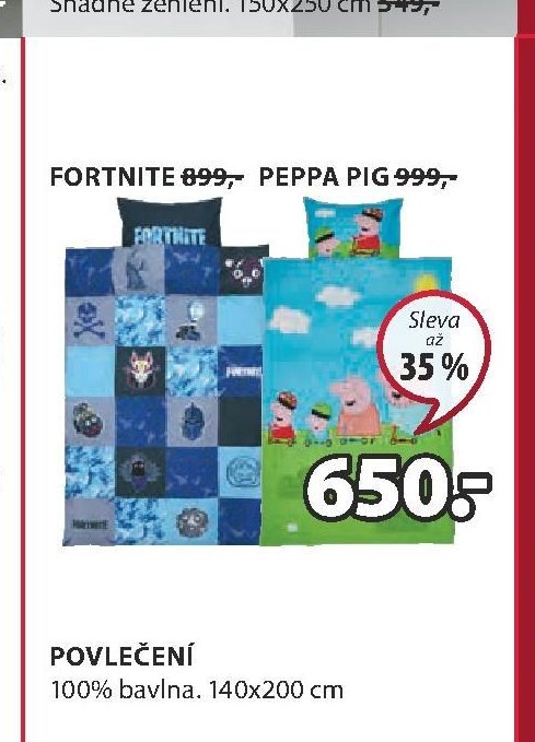 Povlečení (Fortnite, Peppa Pig)