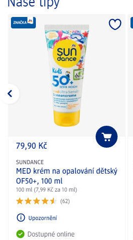 SUNDANCE MED krém na opalování dětský OF50+, 100 ml