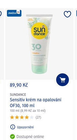 SUNDANCE Sensitiv krém na opalování OF30, 100 ml