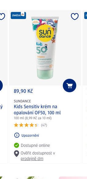 SUNDANCE Kids Sensitiv krém na opalování OF50, 100 ml