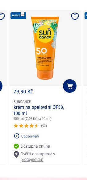 SUNDANCE krém na opalování OF50, 100 ml