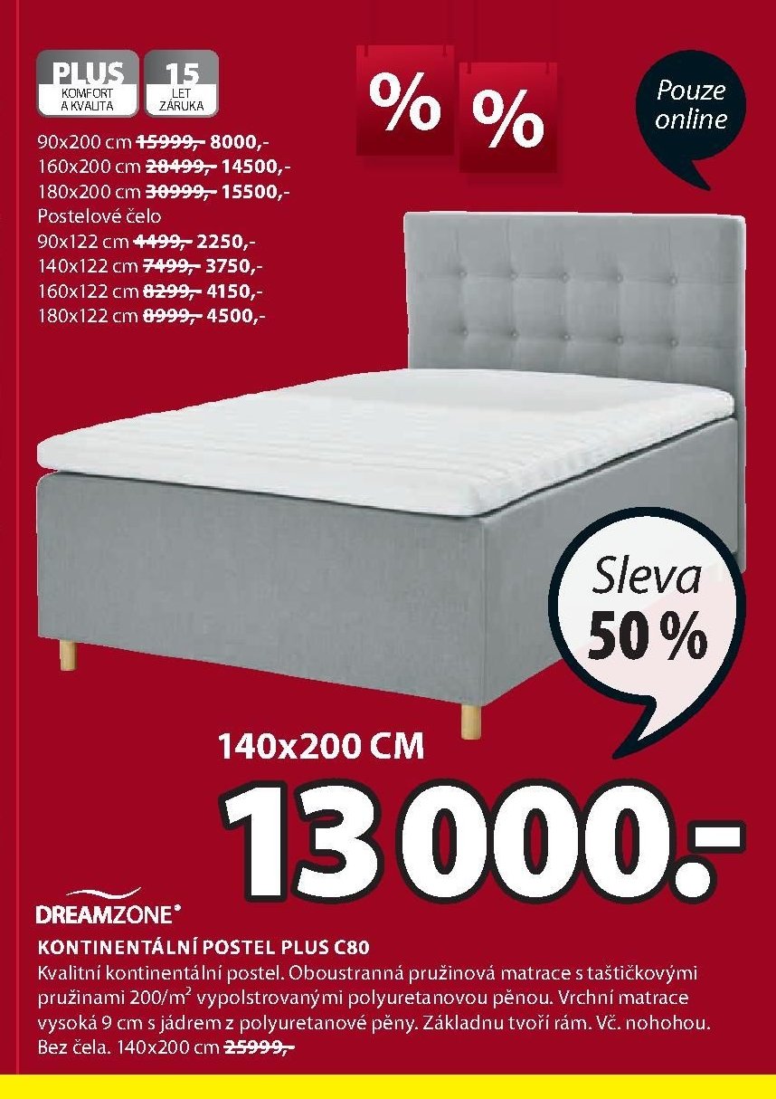 Kontinentální postel PLUS C80