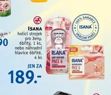 Isana holicí strojek pro ženy, 6břitý, 1 ks, nebo náhradní hlavice 6břité, 4 ks