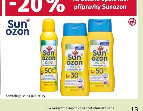 Dětské opalovací přípravky Sunozon