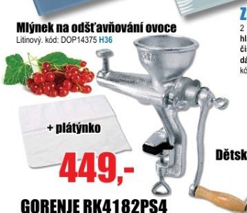 Mlýnek na odšťavňování ovoce