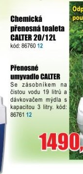 Chemická přenosná toaleta CALTER 20/12L