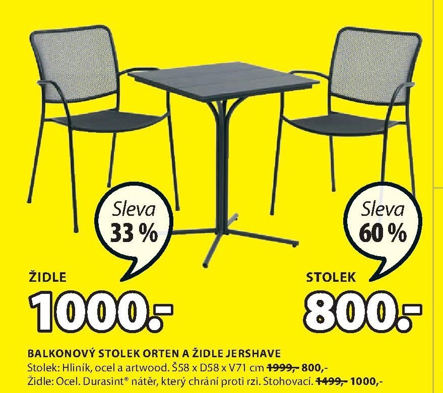 BALKONOVÝ STOLEK ORTEN A ŽIDLE JERSHAVE