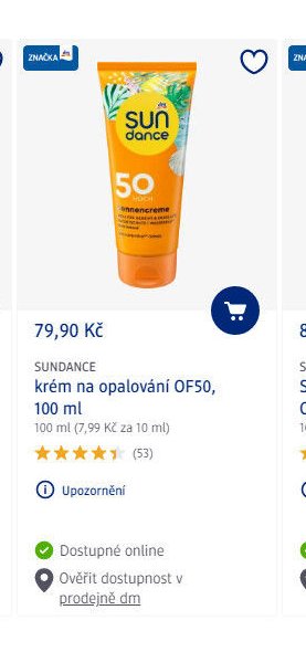 SUNDANCE krém na opalování OF50, 100 ml