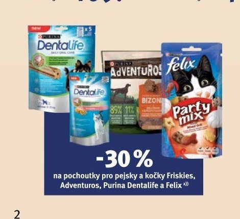 Na pochoutky pro pejsky a kočky Friskies, Adventuros, Purina Dentalife a Felix