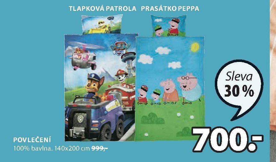 POVLEČENÍ TLAPKOVÁ PATROLA PRASÁTKO PEPPA