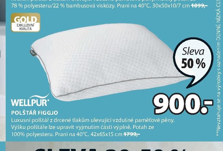 WELLPUR polštář FIGGJO