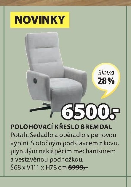 POLOHOVACÍ KŘESLO BREMDAL
