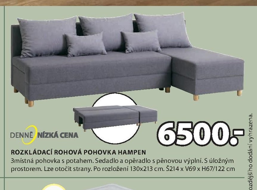 ROZKLÁDACÍ ROHOVÁ POHOVKA HAMPEN