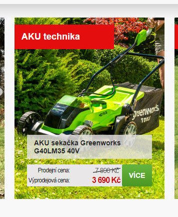 AKU sekačka Greenworks G40LM35 40V
