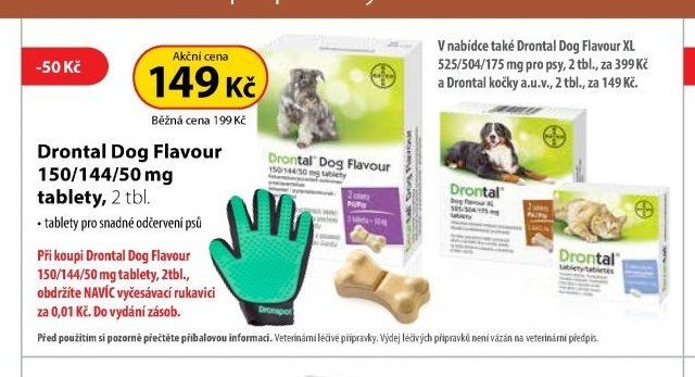 Drontal Dog Flavour 150/144/50 mg tablety, 2 tbl.