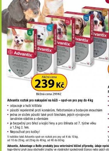Advantix roztok pro nakapání na kůži - spot-on pro psy do 4 kg