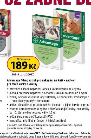 Advantage 40 mg roztok pro nakapání na kůži - spot-on pro malé kočky a králíky