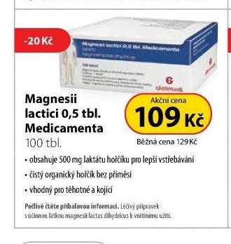 Magnesii lactici 0,5 tbl. Medicamenta