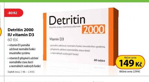 Detritin 2000 IU vitamin D3 60 tbl.