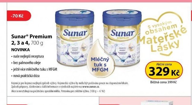 Sunar Premium 2, 3 a 4, 700 g