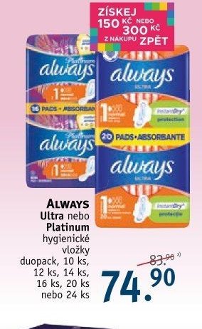 ALWAYS Ultra nebo Platinum hygienické vložky