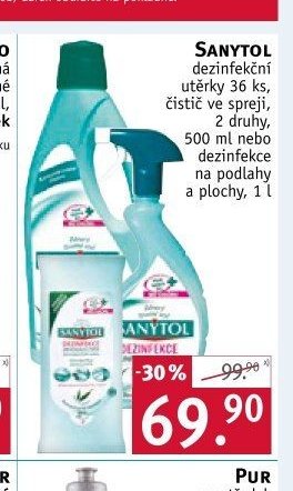 SANYTOL dezinfekční utěrky 36 ks, čistič ve spreji