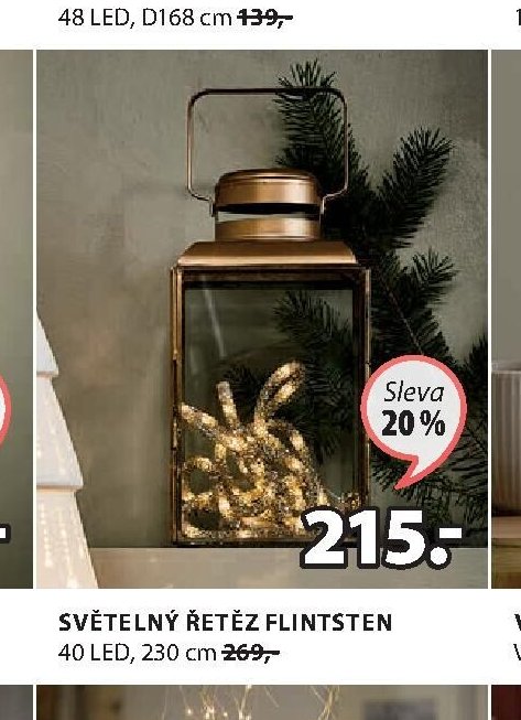 SVĚTELNÝ ŘETĚZ FLINTSTEN 40 LED, 230 cm