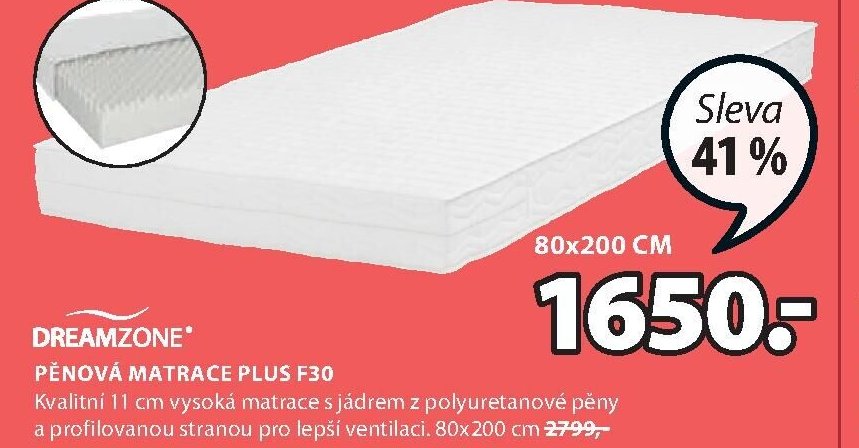 DREAMZONE PĚNOVÁ MATRACE PLUS F30